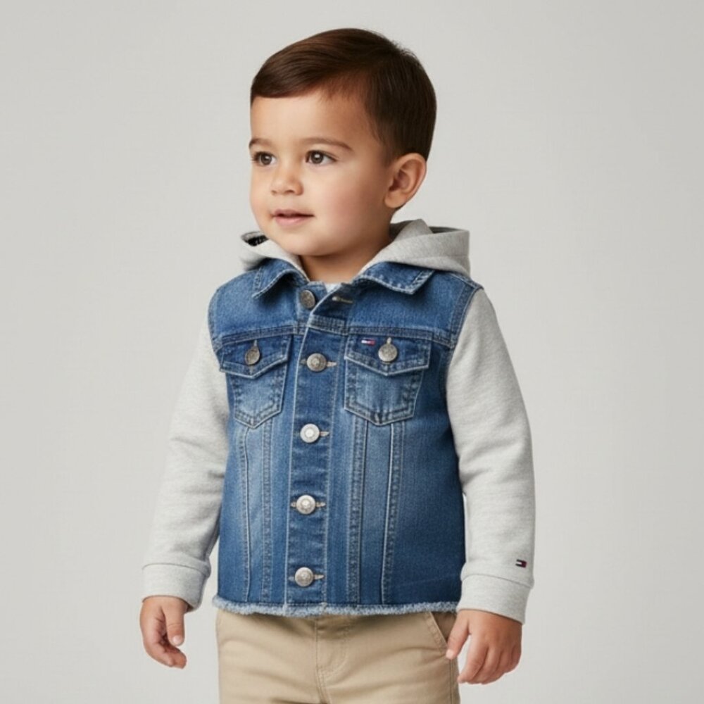 "Tommy Hilfiger" Denim Jacket with Hoodie - Size 18mos